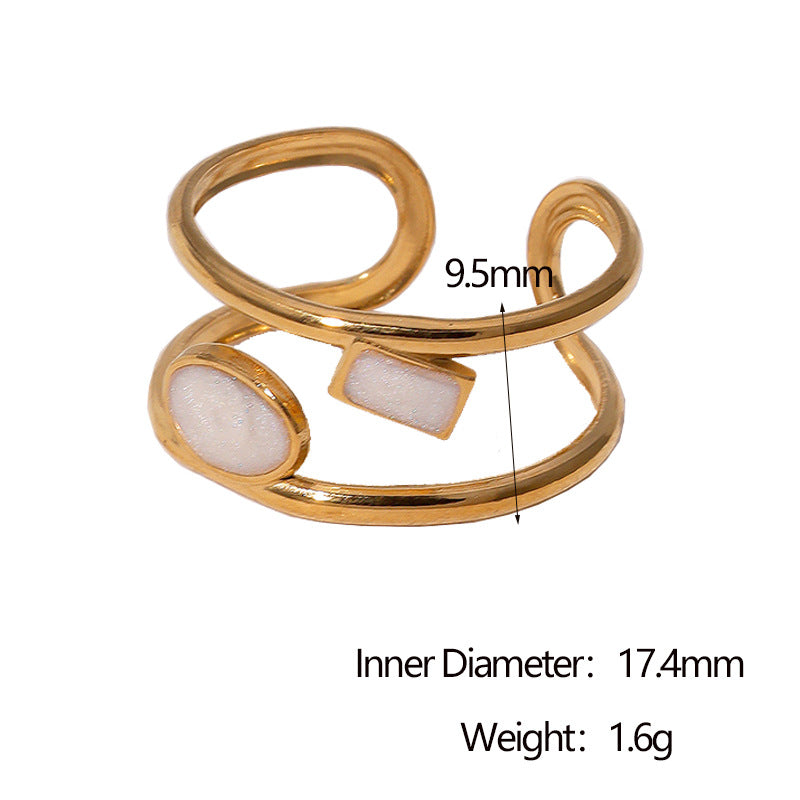 Vintage Minimalist Geometric Open Ring 18K Gold Plated Stainless Steel Jewelry for Women
