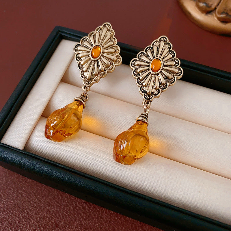 Vintage Rhombus and Teardrop Geometric Earrings in Alloy with Electroplated Finish for Women