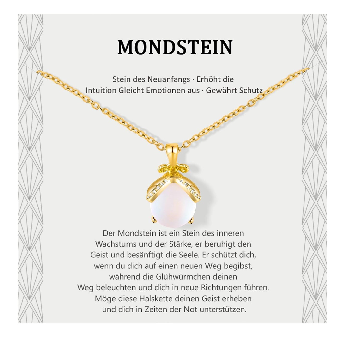 Luxury Plated Stainless Steel Curb Chain Necklace with Brass Firefly Pendant and Moonstone Inlay for Women
