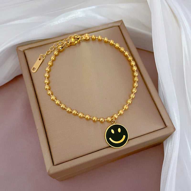 Constellation Moon Star Drop Zircon Bracelet in Titanium Steel with Gold Plating for Women