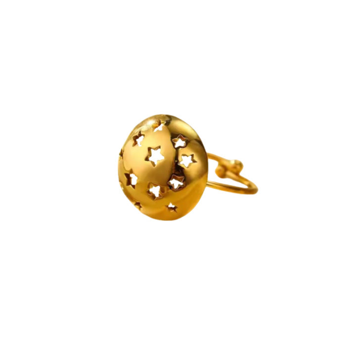 Anello da donna in acciaio inossidabile a stella cava geometrica minimalista con finitura placcata