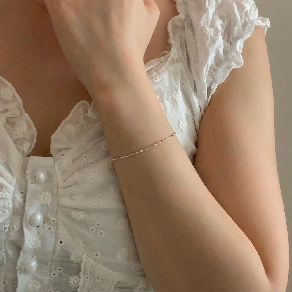Minimalist Round Bead Bracelet in 925 Sterling Silver with Plated Finish for Women