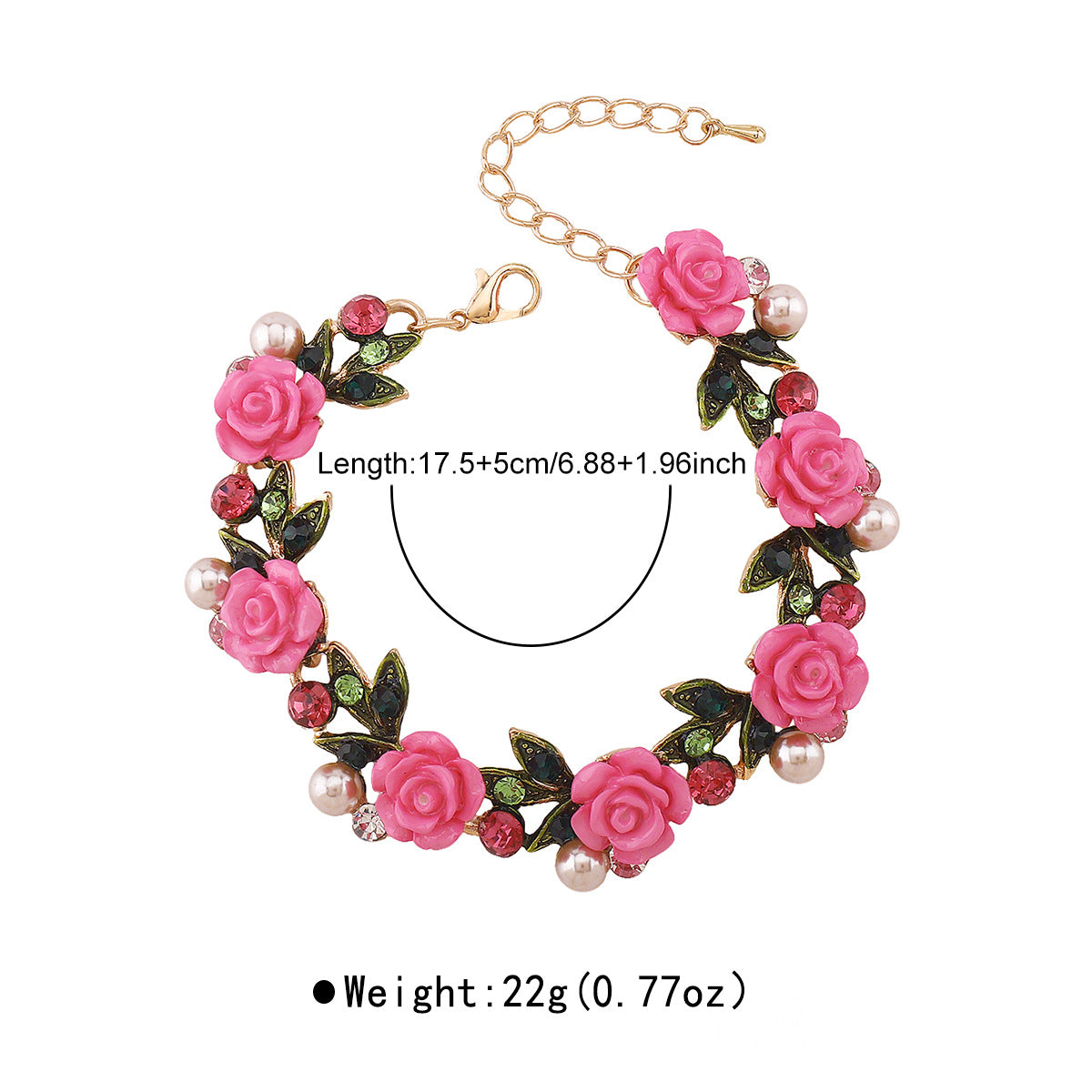 Set di collana, orecchini e bracciale floreale in lega e resina con intarsi di strass per donna