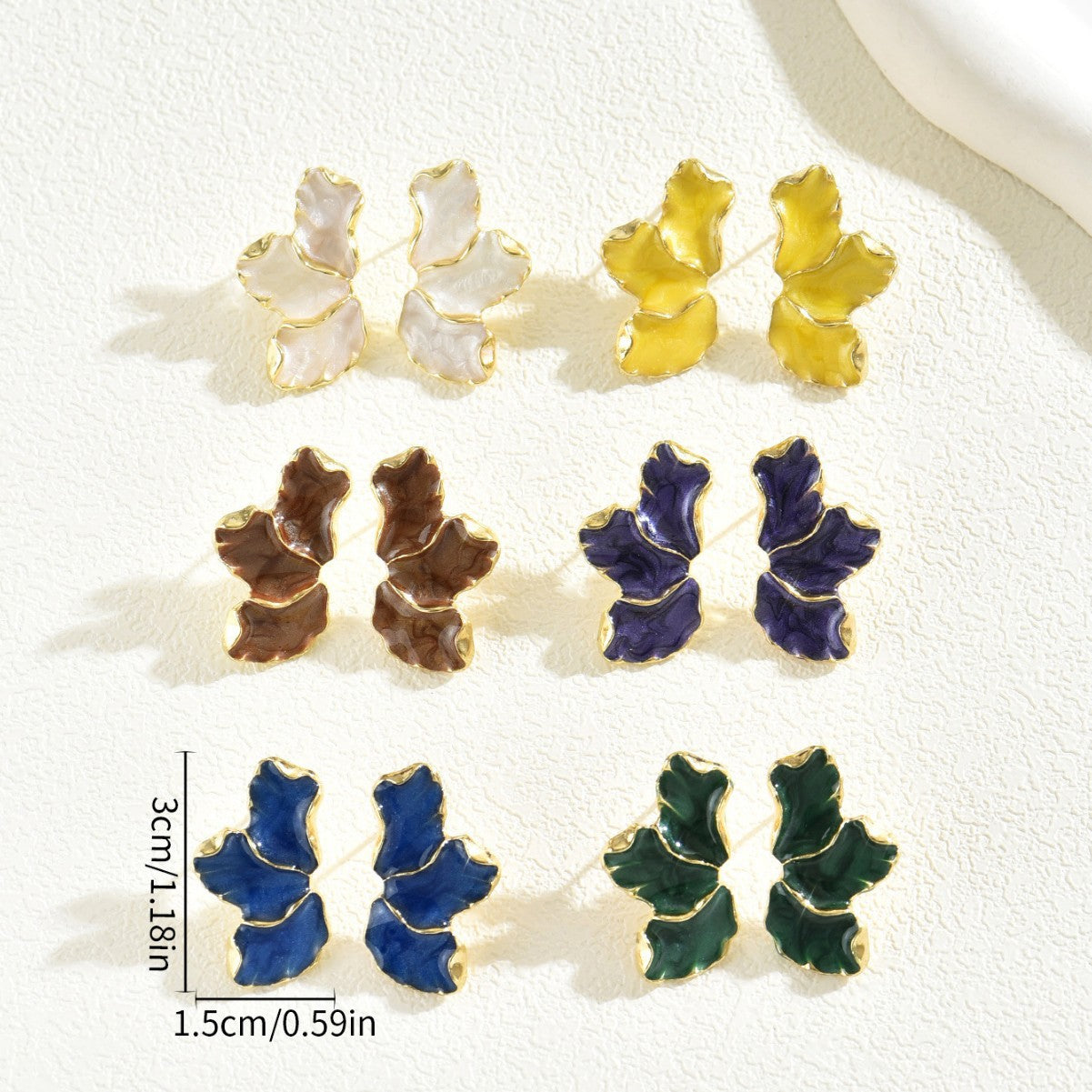 Pendientes de trébol minimalistas para mujer en aleación de zinc con acabado esmaltado