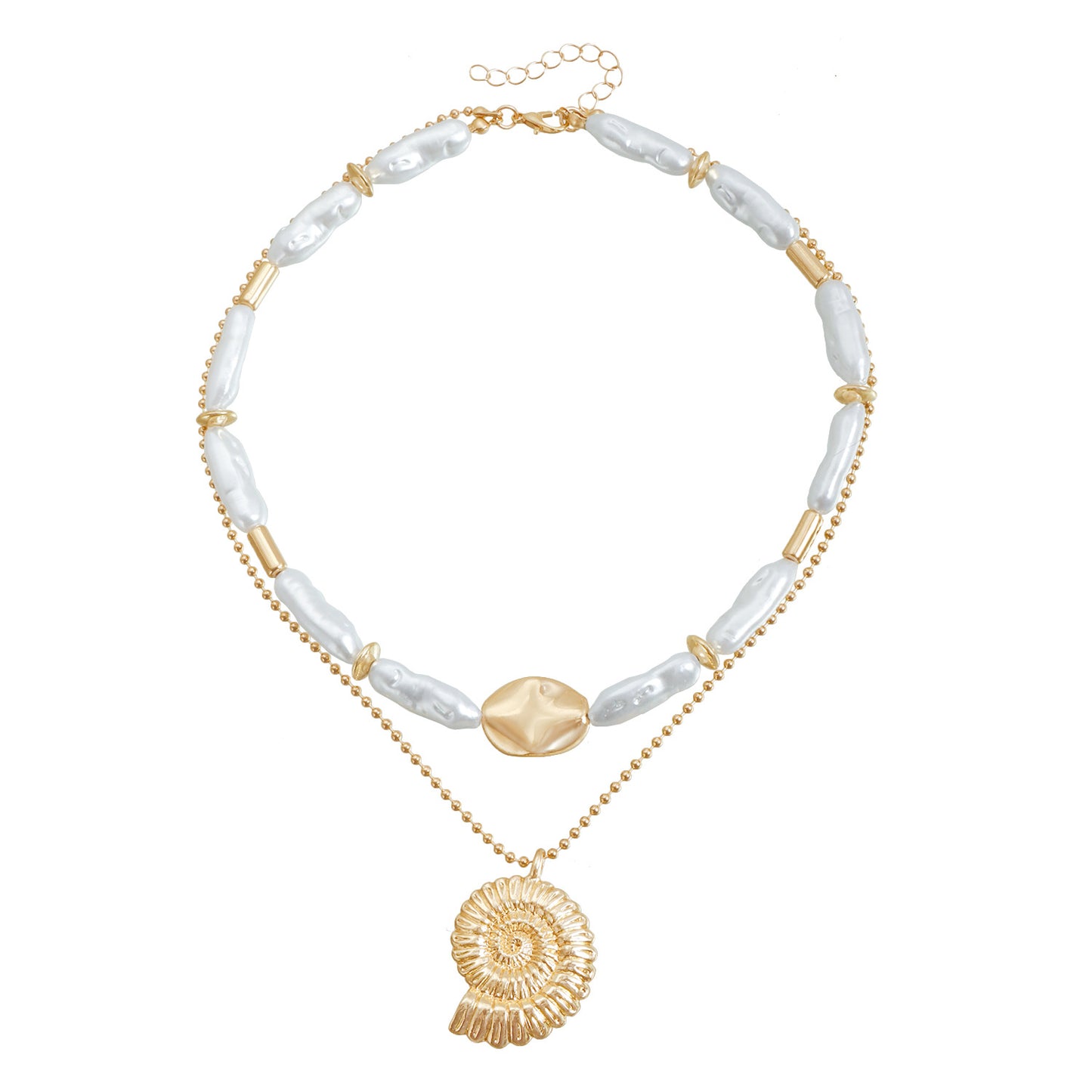 Fashionable Geometric Abalone Shell Pendant Necklace for Women with Alloy Body and Electroplated Finish
