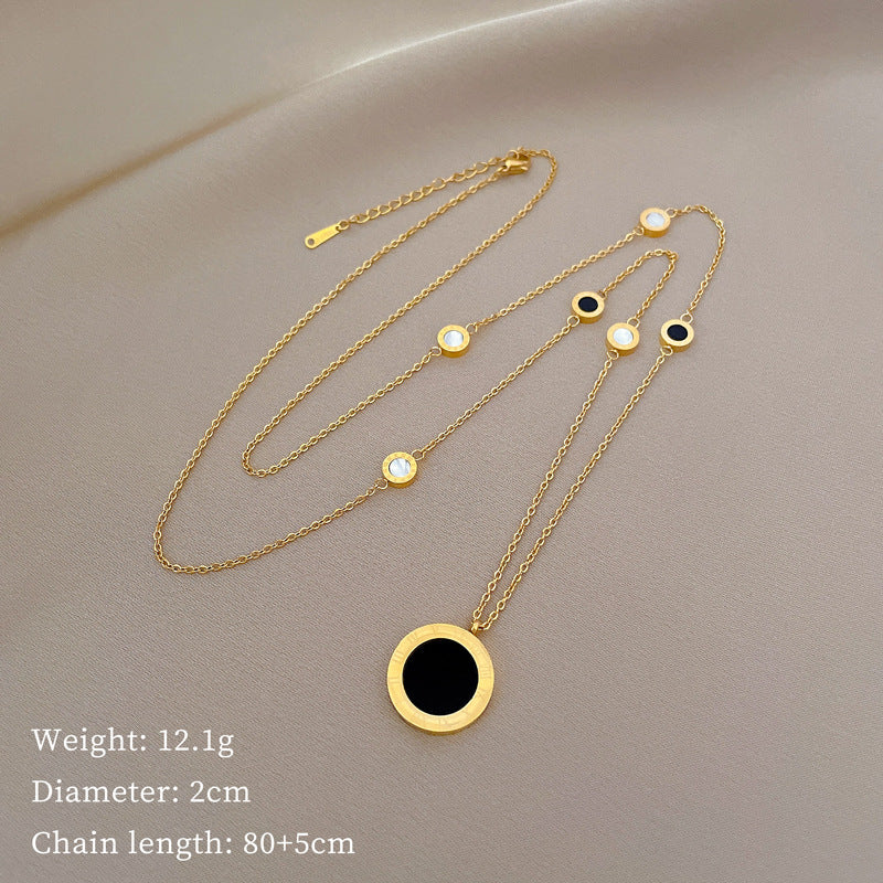 Collana con pendente geometrico minimalista in titanio e acciaio placcato unisex