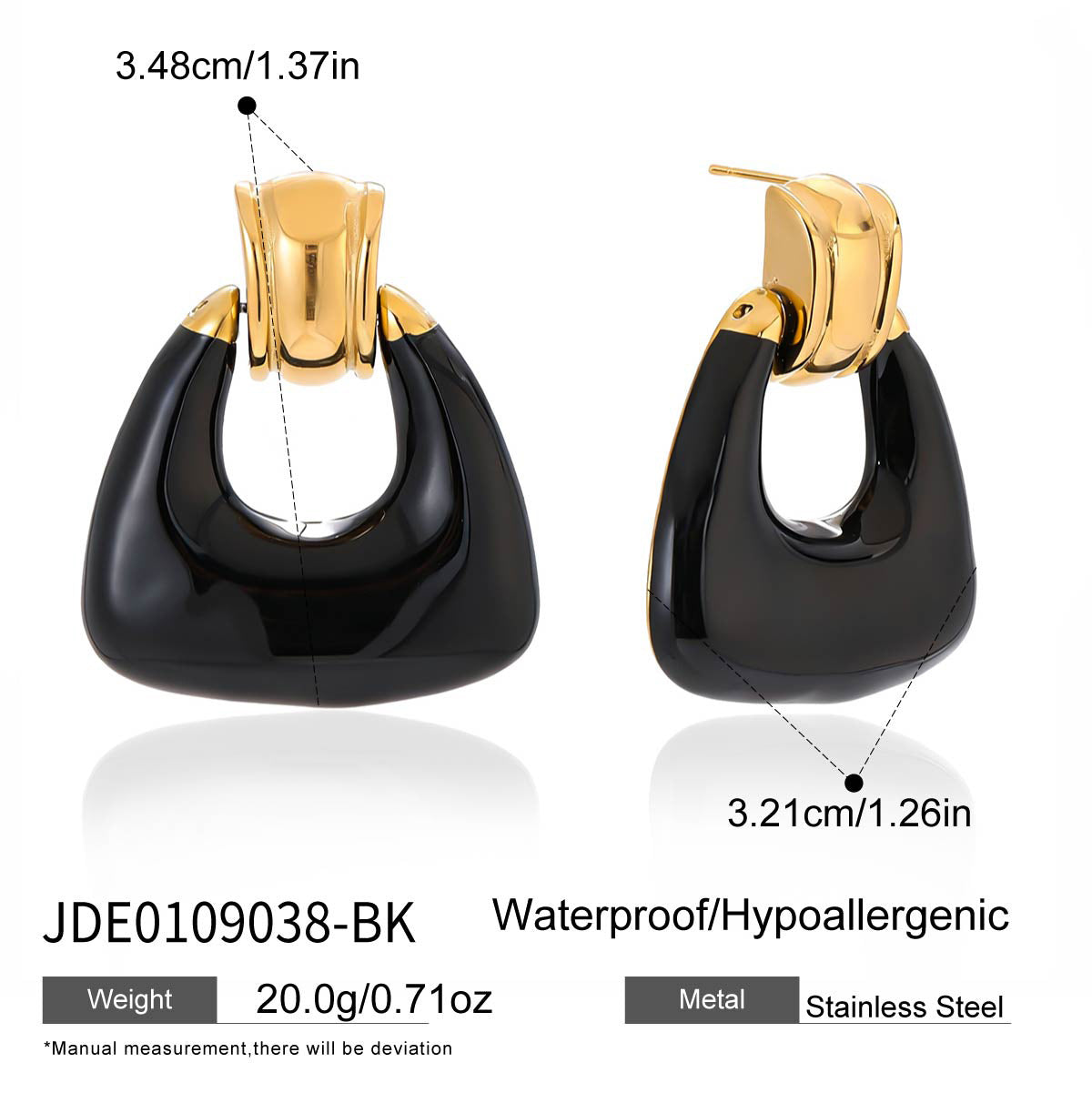 Pendientes de acero inoxidable geométricos triangulares minimalistas con esmalte para mujer con postes hipoalergénicos