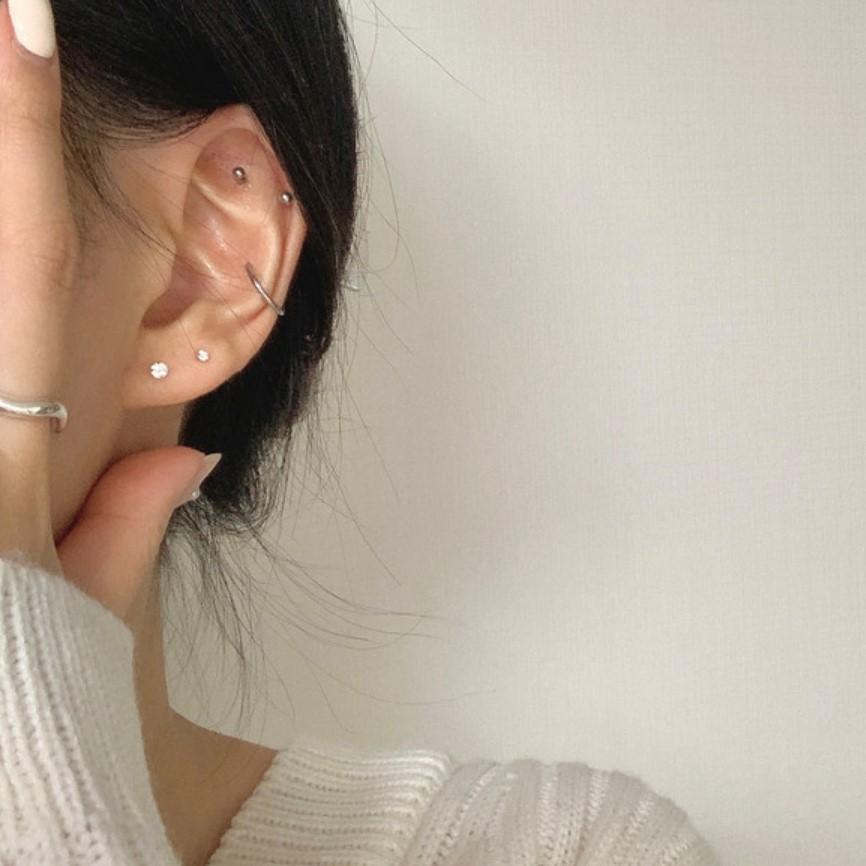 Minimalist Water-Drop-Shaped 925 Sterling Silver Stud Earrings with Zircon Inlay for Women