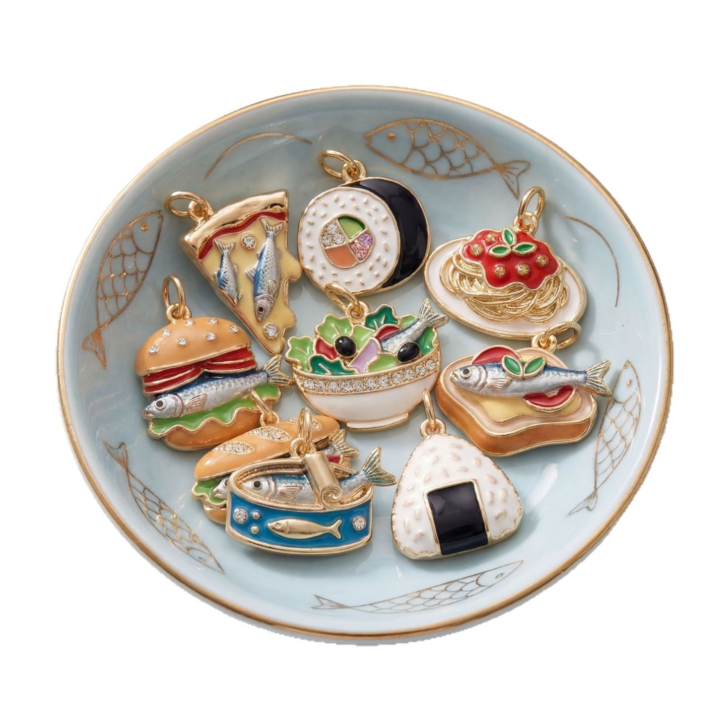 Vintage Gold Plated Brass Food Series Charm Bar