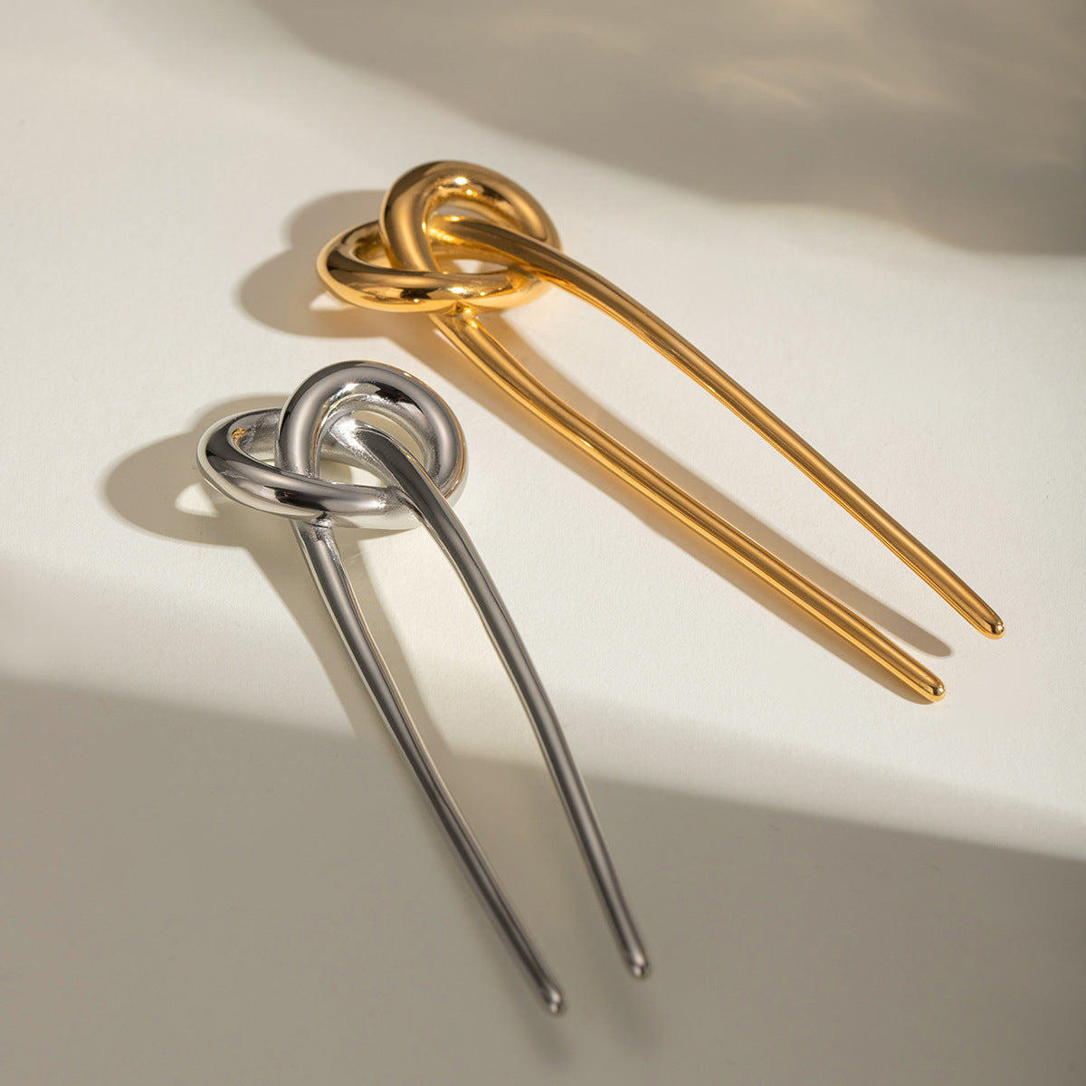Forcina Geometrica in Acciaio Inox con Finitura Placcata per Donna Elegante Fermaglio per Capelli a U in Metallo