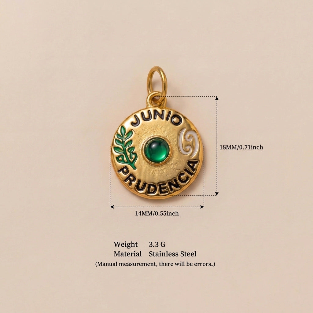 Vintage Luxury 18K Gold Plated Drip Oil Brass Pendant Stainless Steel Charm Bar for Women