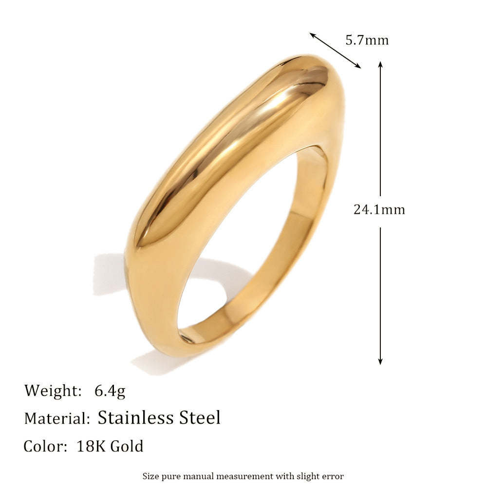 Anello Rettangolare Geometrico Minimalista Ed Elegante in Acciaio Inossidabile Placcato Oro 18K da Donna