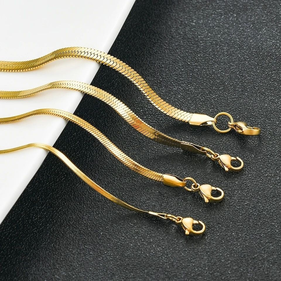 Minimalist Elegant Gold Plated Titanium Steel Snake Chain Necklace for Women