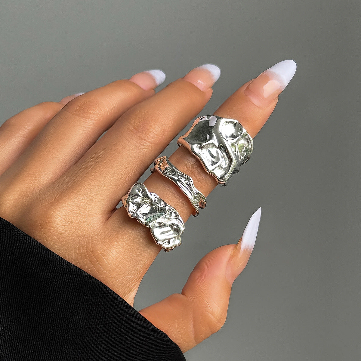 Irregular Textured Wrinkled Lava-Style Alloy Bracelet for Women with Electroplated Finish