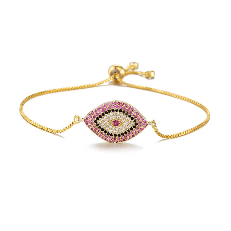 Copper Eye of Evil Rhinestone Inlay Women's Minimalist Fashion Casual Bracelet