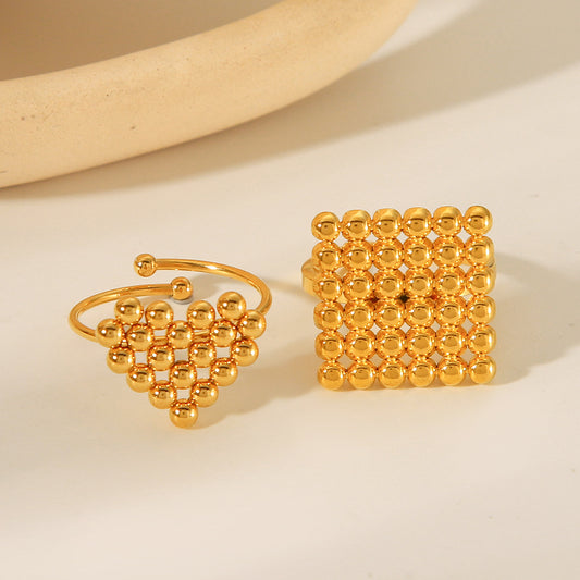 Minimalist Heart-Shaped Stainless Steel Ring with 18K Gold Plating for Women