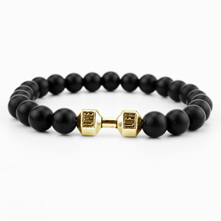 Matte Geometric Alloy Bracelet Unisex Volcanic Stone Energy Beads