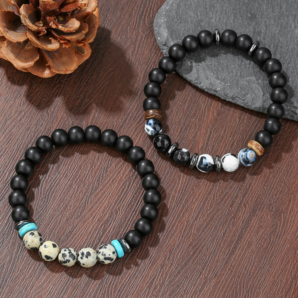 Vintage Punk Geometric Stone Beaded Bracelet Handmade Unisex Jewelry
