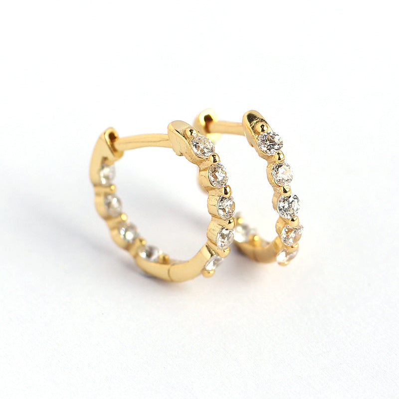Orecchini a cerchio da donna geometrici in Argento Sterling 925 con Zirconi Cubici incastonati