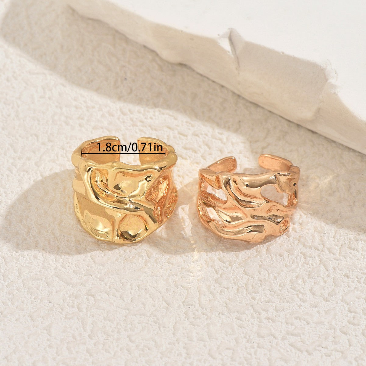 Juego de anillos abiertos geométricos para mujer, anillos de moda chapados en aleación de zinc con detalles circulares y en forma de aro