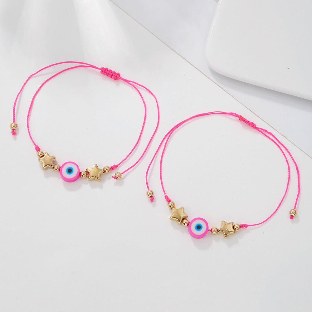 Geometric Star Acrylic Braided Adjustable Bracelet