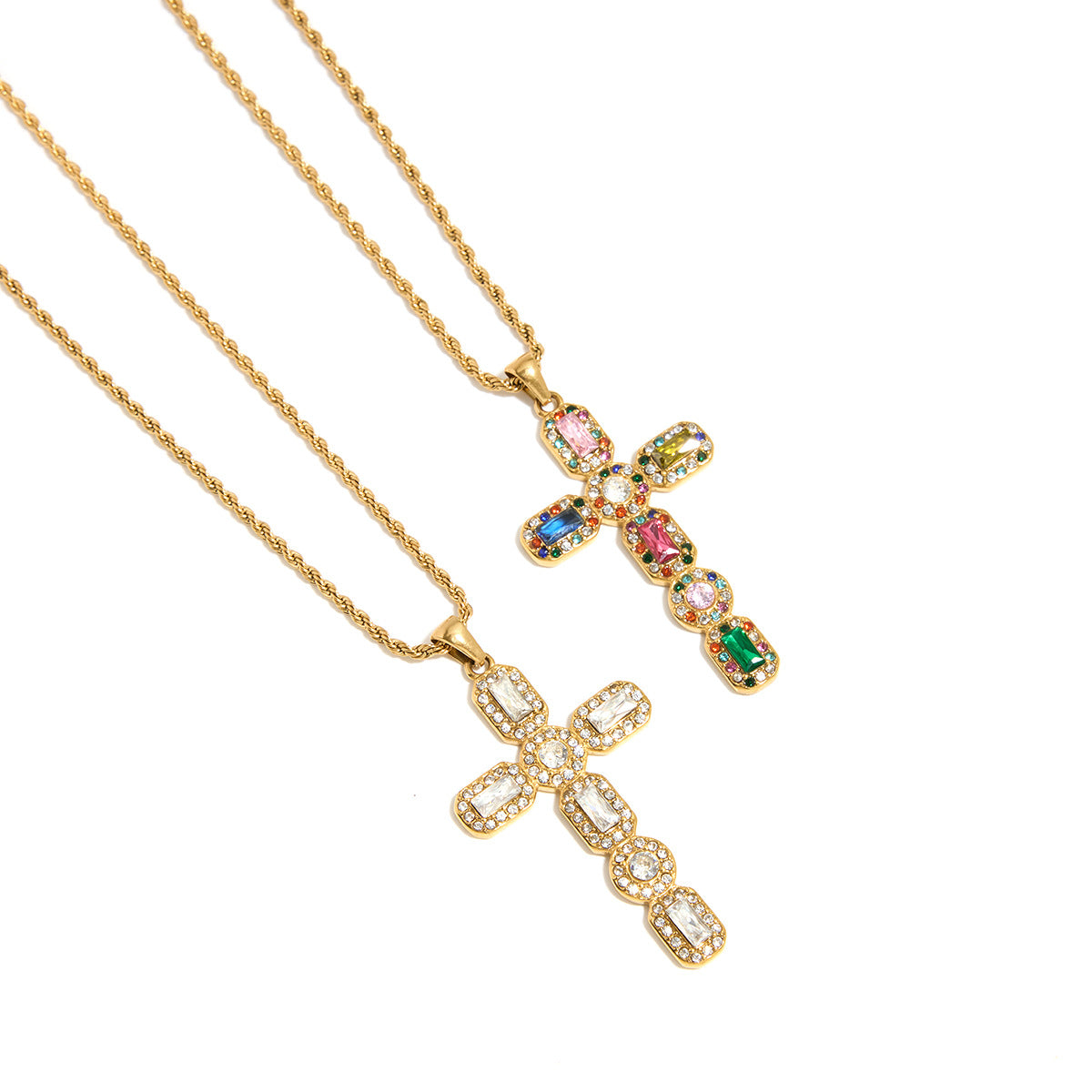 Geometric Cross Titanium Steel Plated Necklace for Women