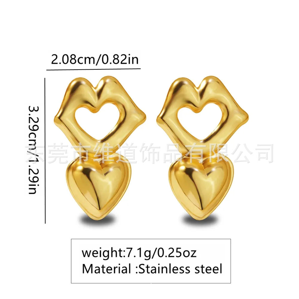 Beach Style Stainless Steel Geometric Starfish Shell Stud Earrings for Women