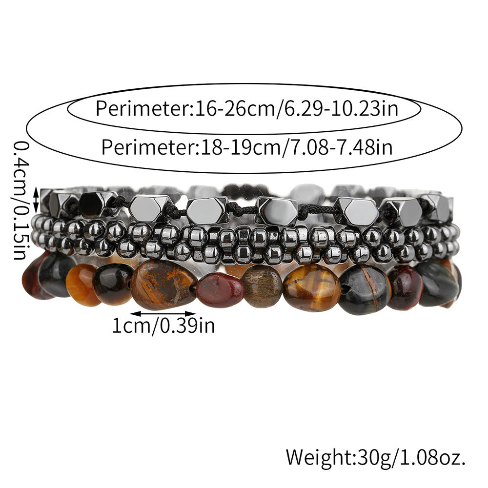 Unique Geometric Handmade Hematite Beaded Bracelet Set for Men and Women