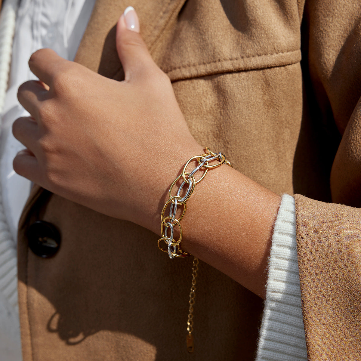 Bracciale di lusso geometrico in acciaio inossidabile da donna con placcatura in oro 18K
