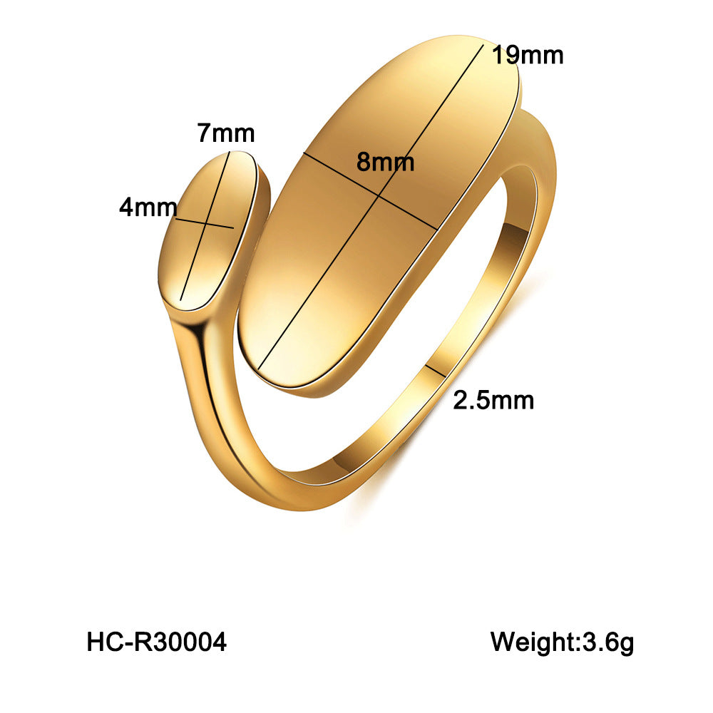 Geometric Titanium Steel Ring with Gold Plating for Women Fashionable and Fade-Resistant Band