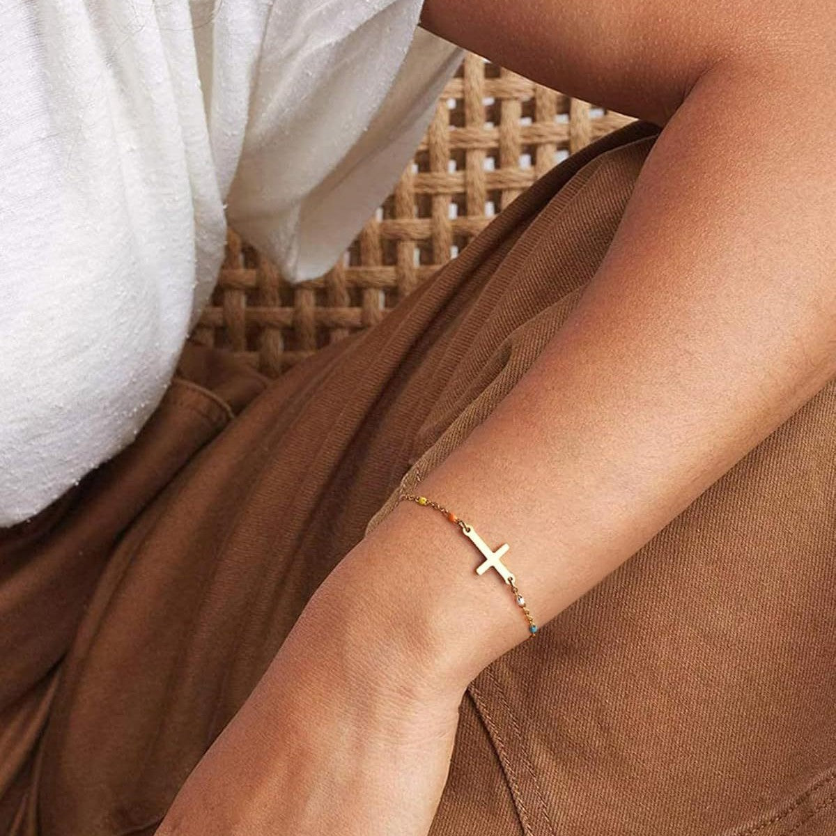 Bohemian Sweet Drip Oil Cross Stainless Steel Bracelet Unisex Gift