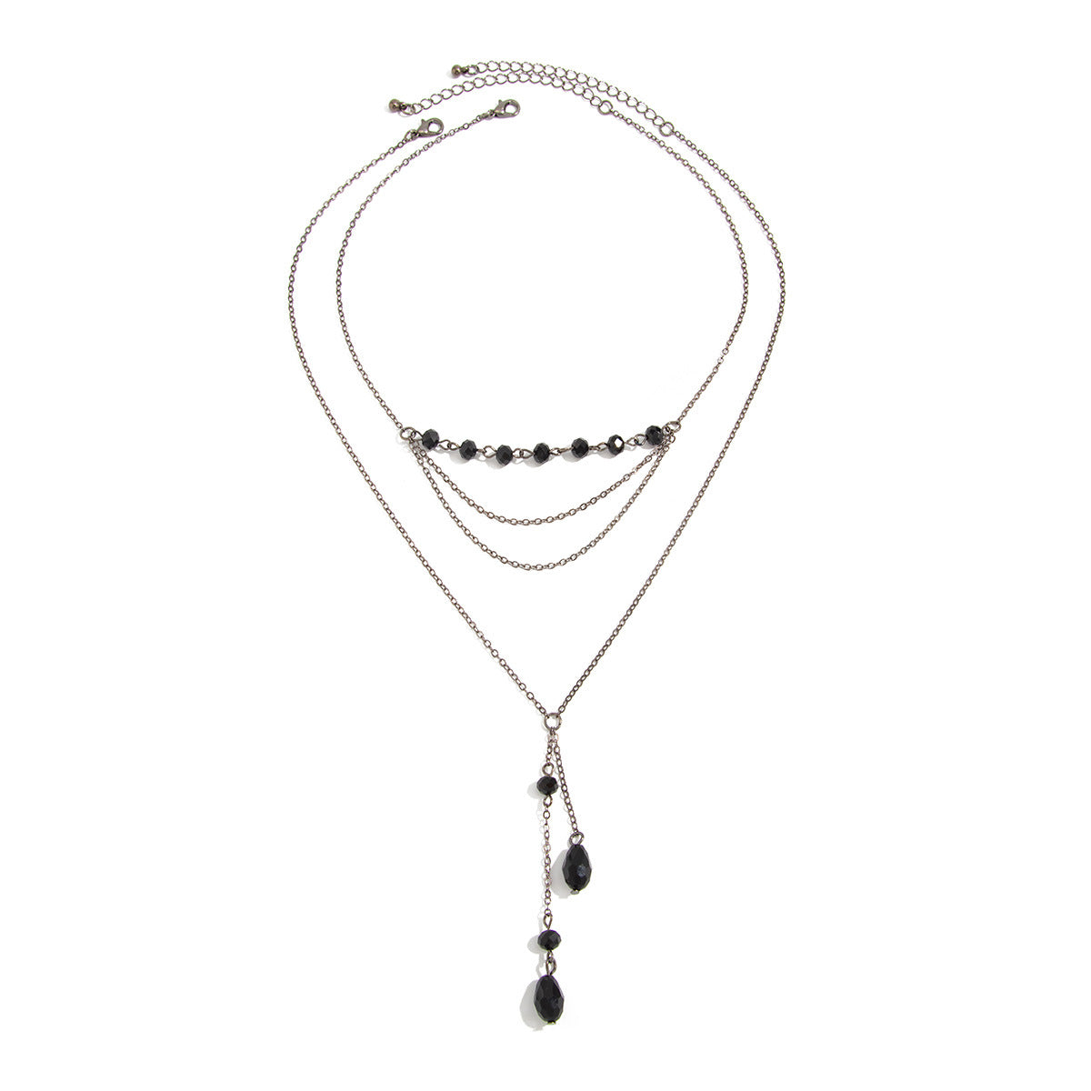 Collana con ciondolo a goccia di sangue gotico minimalista vintage da donna con dettaglio nappa, intarsio geometrico in cristallo, metallo galvanizzato, catena sottile