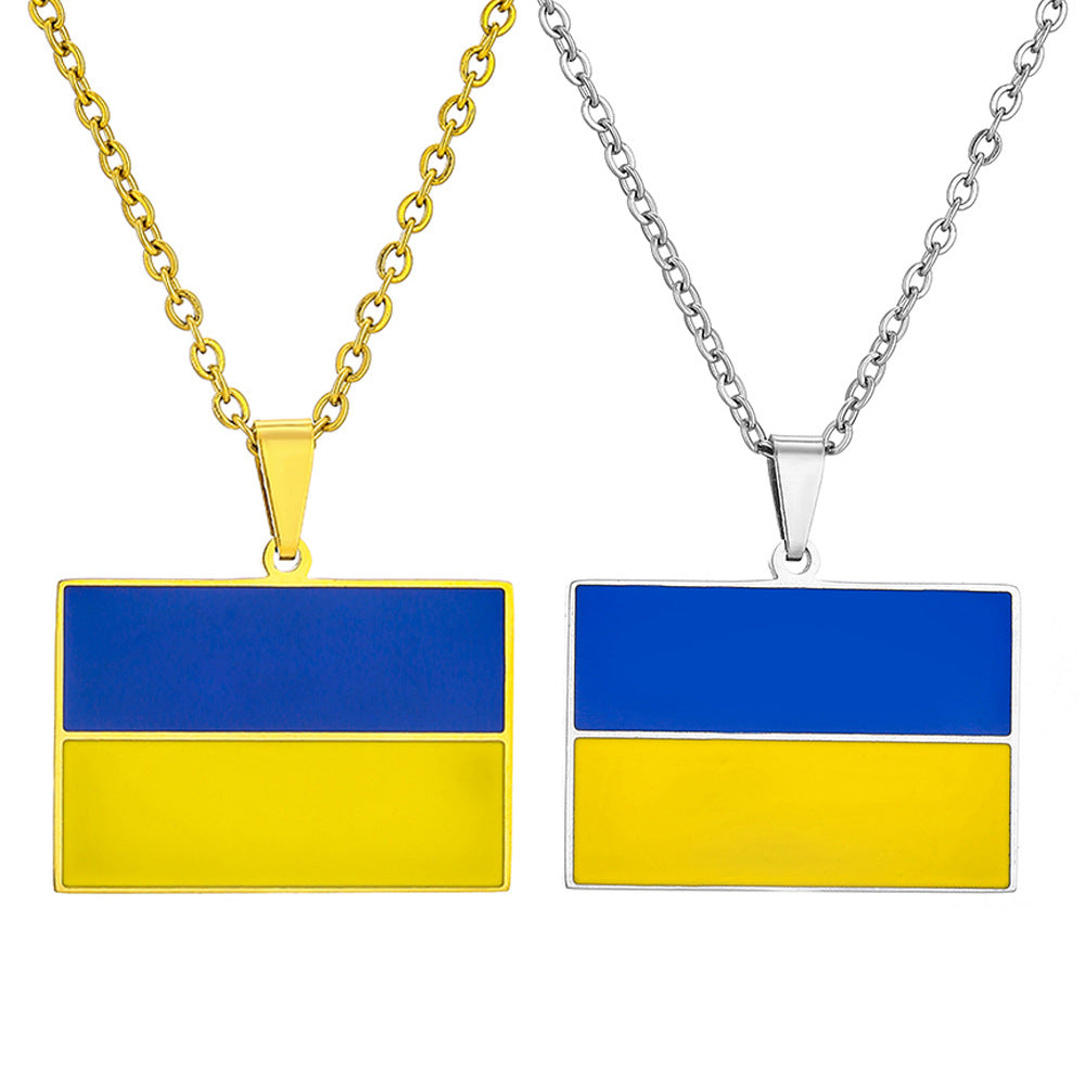 Collana con ciondolo geometrico smaltato vintage per donna e uomo in acciaio inossidabile e titanio con catena a O