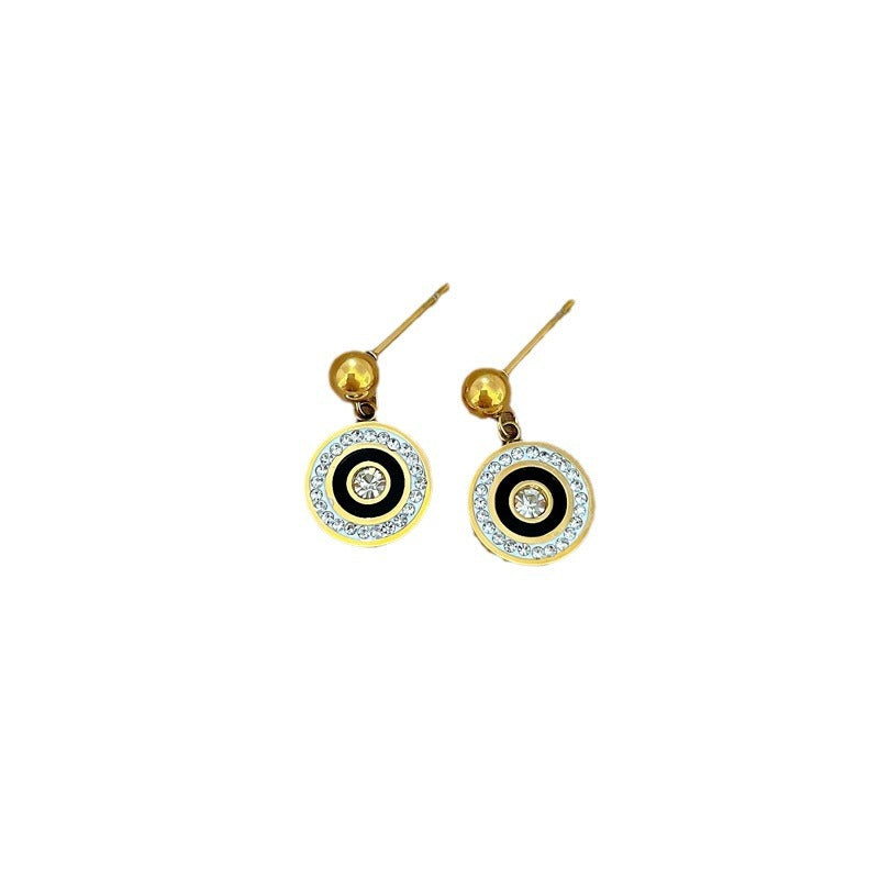 Minimalist Geometric Titanium Steel Stud Earrings with Plated Finish for Women, Cosmic and Natural Inspired Design