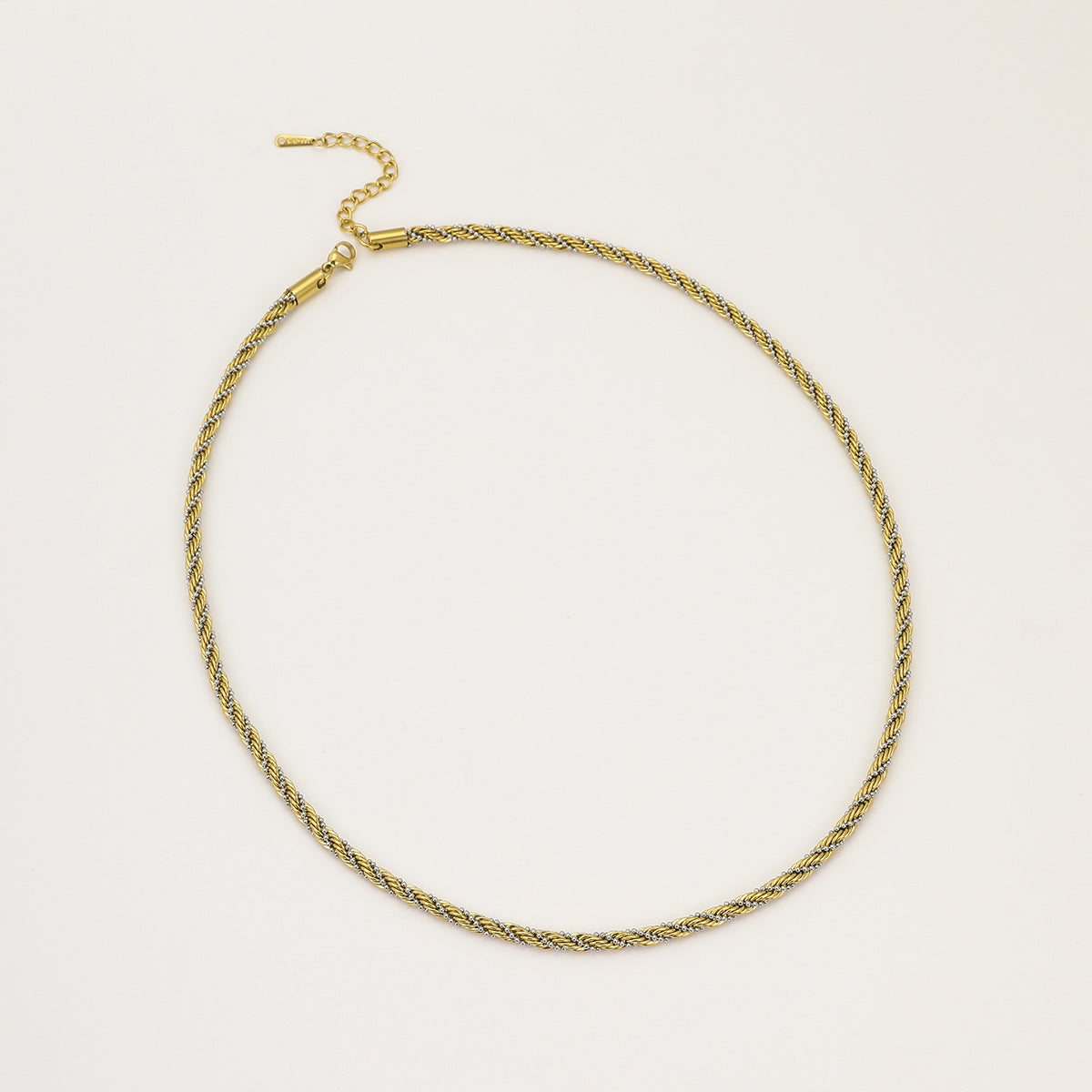 Set collana e bracciale da donna con geometria in acciaio inossidabile placcato oro 18 carati a fune intrecciata retrò alla moda