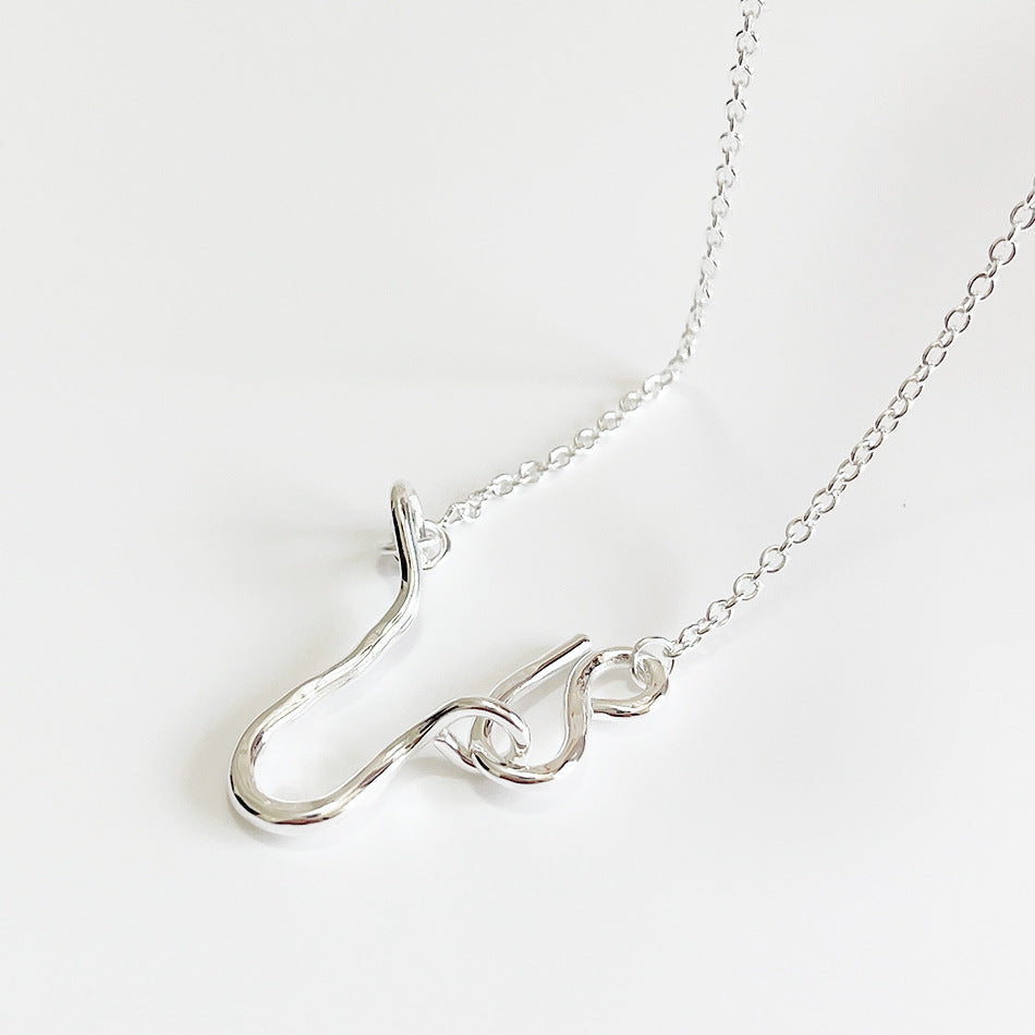 Minimalist Vintage 925 Sterling Silver Geometric Pearl Pendant Necklace