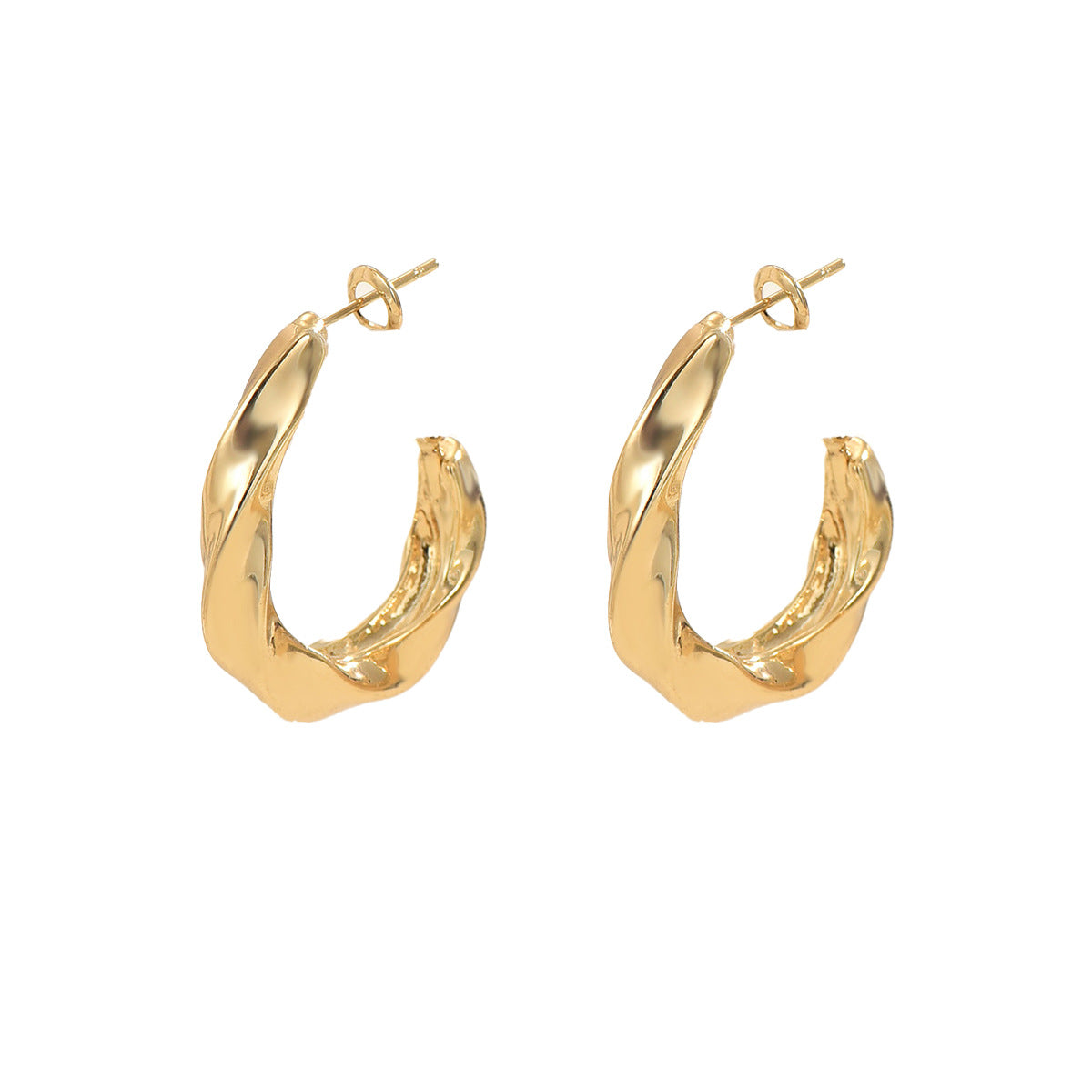 Chic Geometric Twisted Polished Plated Zinc Alloy Stud Earrings for Women