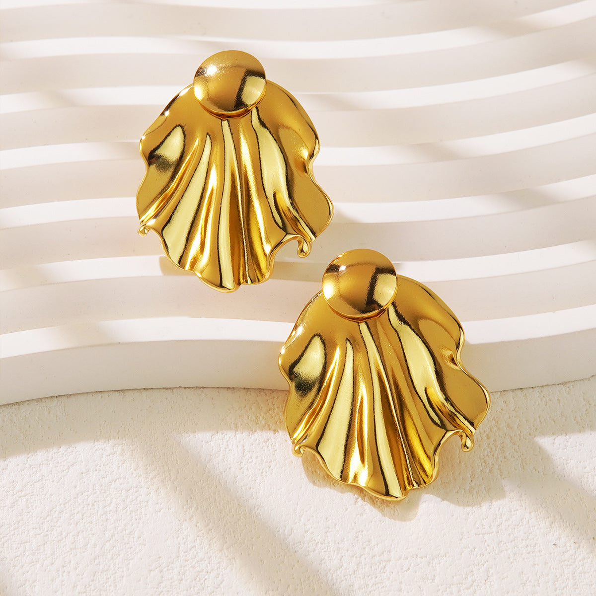 Elegant Round Geometric Stainless Steel Stud Earrings for Women