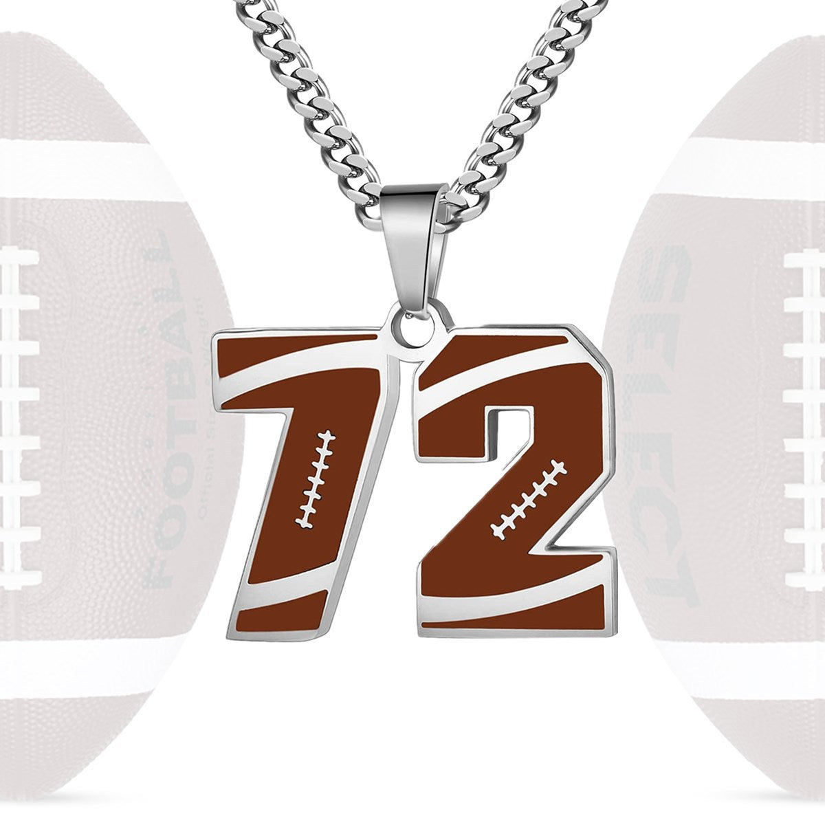 Motivational Football Number Pendant Necklace for Men in Stainless Steel with Polished Finish and Letter/Number Design