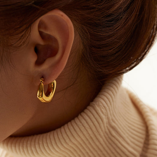 Orecchini a Cerchio Geometrici alla Moda per Donna Placcati Oro 18K in Acciaio Inossidabile Leggeri Ipoallergenici