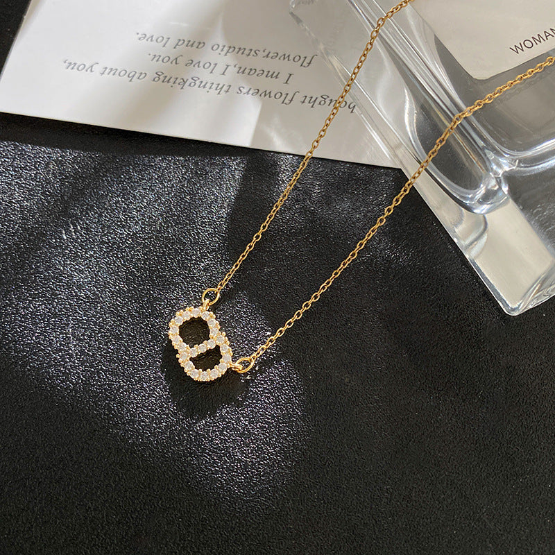 Minimalist Luxury Letter Titanium Steel Cubic Zirconia Inlay Necklace Set