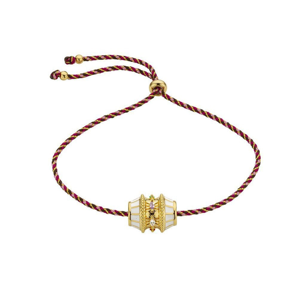 Collana con pendente a tamburo geometrico intrecciato con finitura in oro 18K placcato sottovuoto, regalo unisex per San Valentino