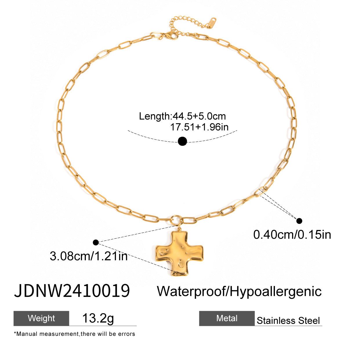 Minimalist Stainless Steel Cross Pendant Necklace Titanium Steel Plated Geometric Design for Women
