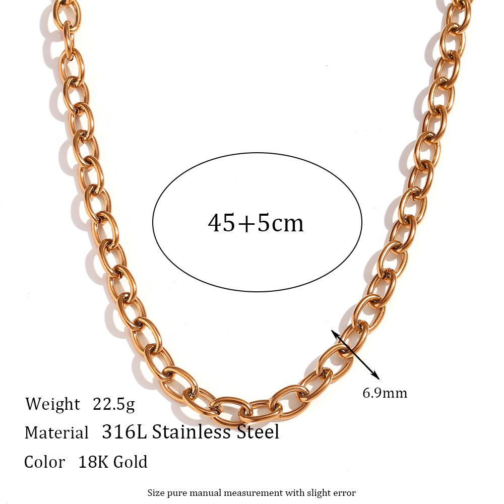 Collar Cruzado Minimalista de Acero de Titanio Geométrico para Mujer con Cadena de Acero Inoxidable Chapada en Oro de 18K
