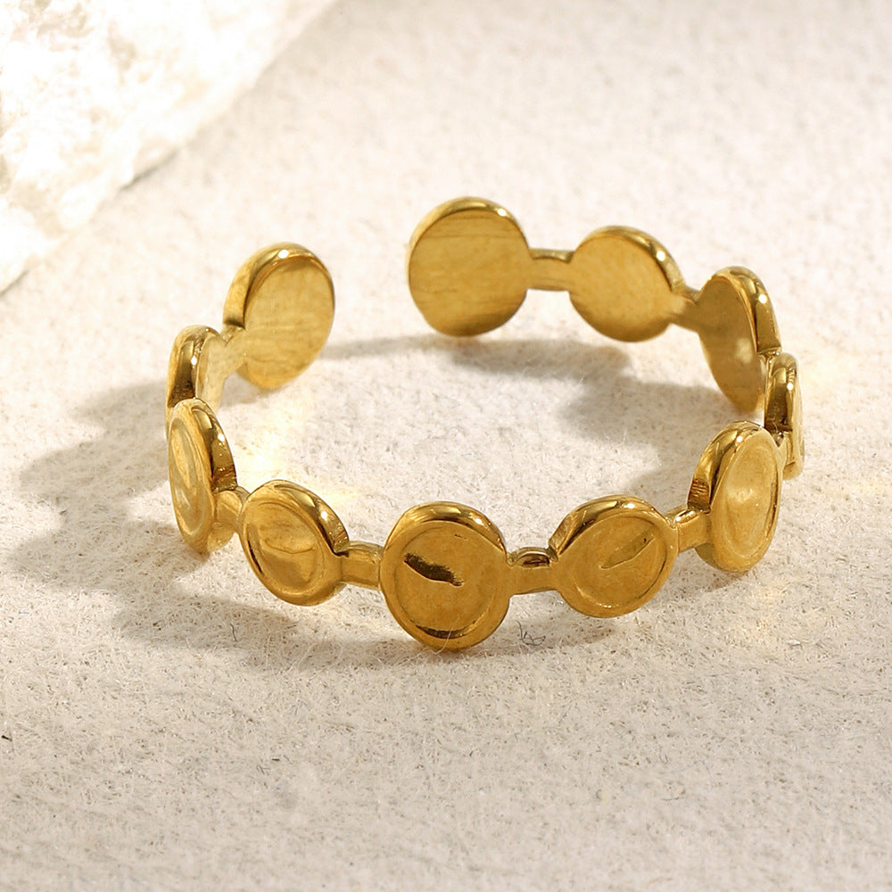 Anello da Donna Aperto in Acciaio Inossidabile Placcato Oro 18K, con Design Geometrico Minimalista