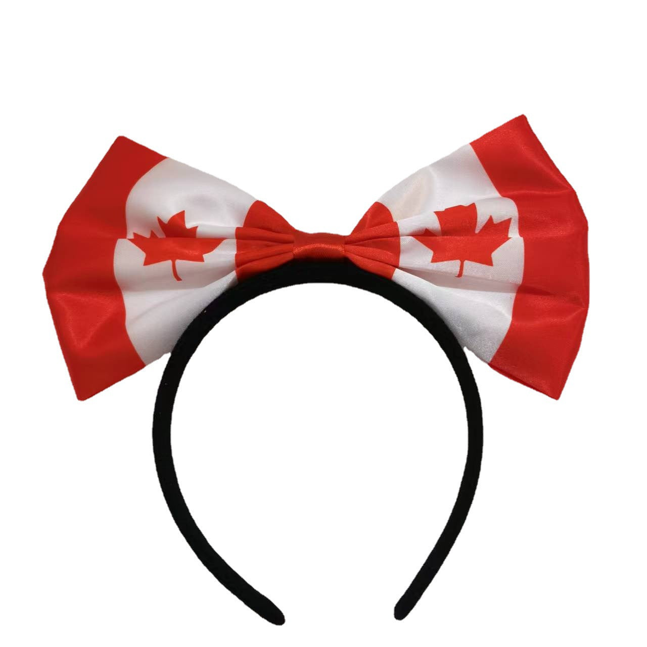 Canadian Flag Maple Leaf Rainbow Bow Headband Unisex Resin Hair Accessory for National Day Sports Events