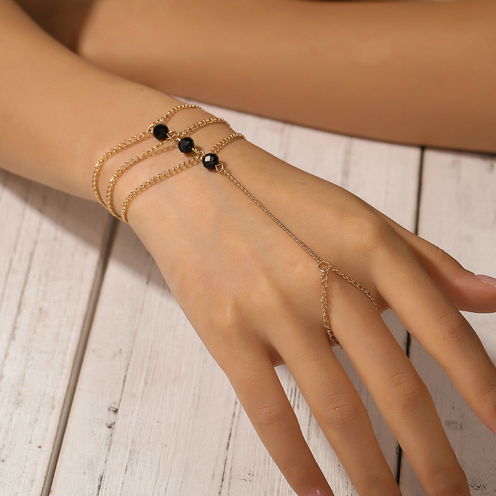 Geometric Zinc Alloy Finger Chain Bracelet for Women
