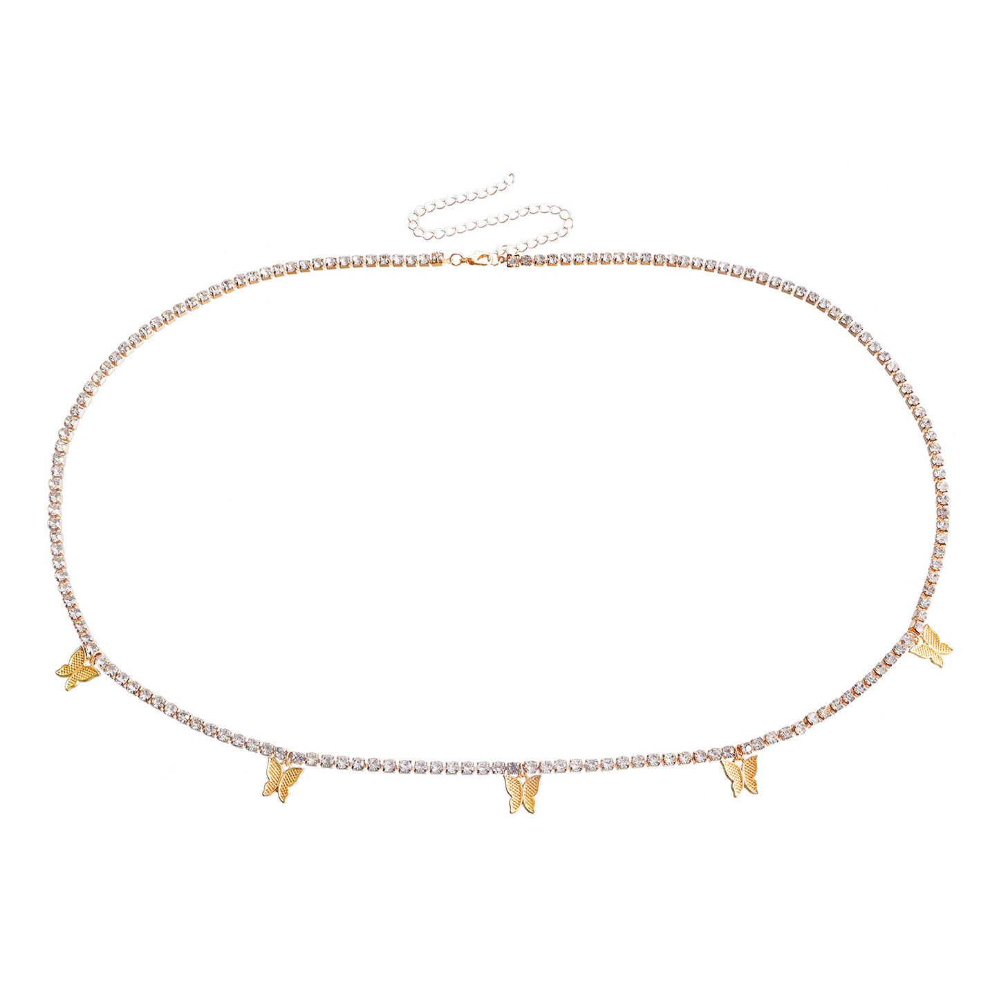 Punk Casual Butterfly Rhinestone Tassel Body Chain for Women