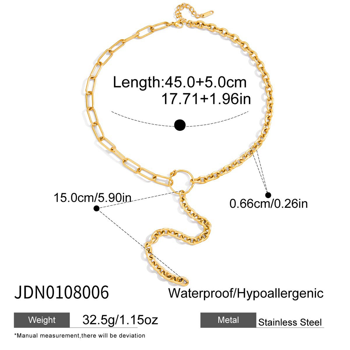 Collana da donna a Y geometrica in acciaio inossidabile placcato in titanio, stile lusso minimalista alla moda