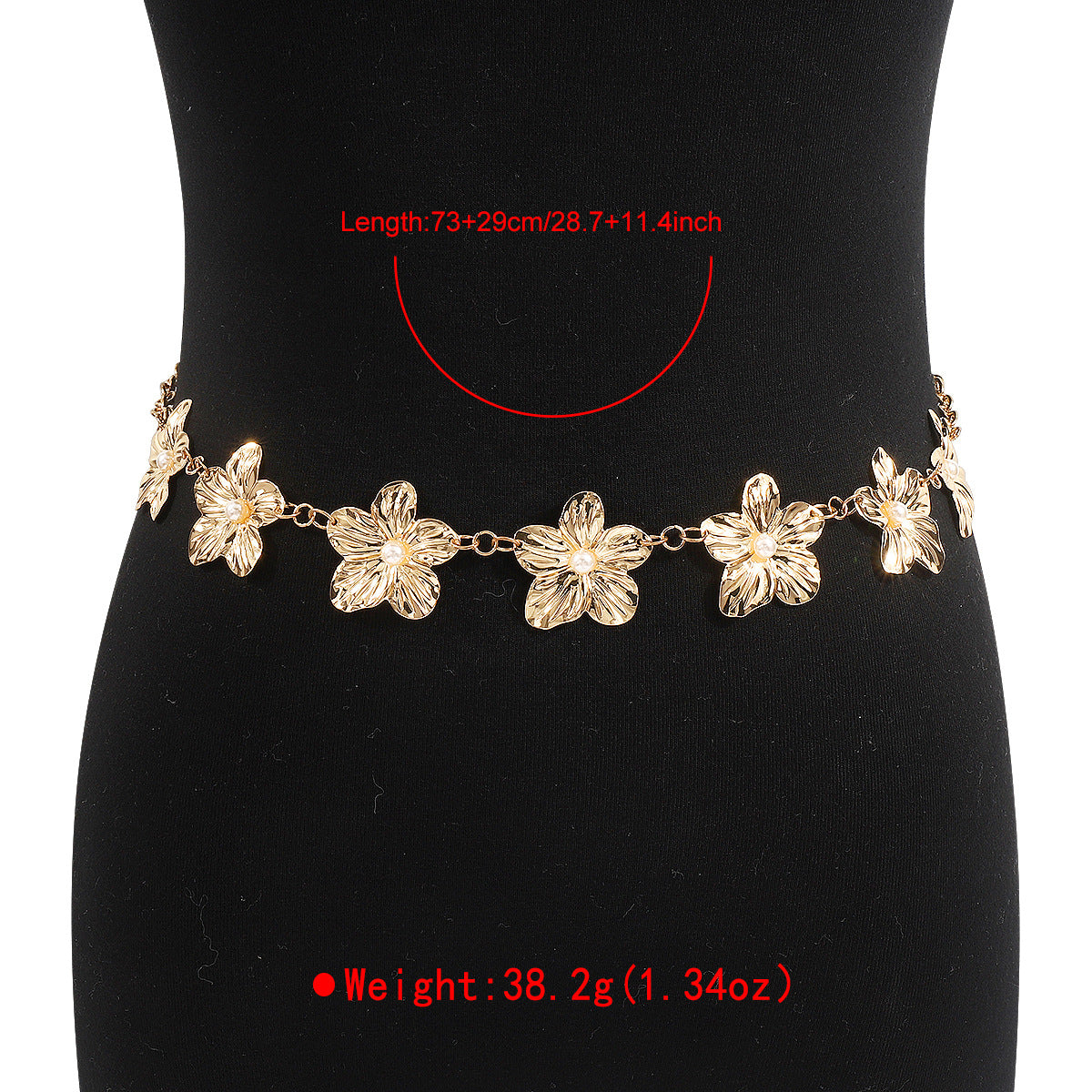 Cadena Minimalista Floral de Perlas para Cintura para Mujer con Base de Hierro y Detalles de Perlas Simuladas